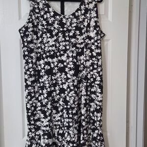 Jessica London Black and White Floral Midi Dress Plus Size Sleeveless Cocktail